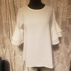 Vintage White Flounce Sleeve Top